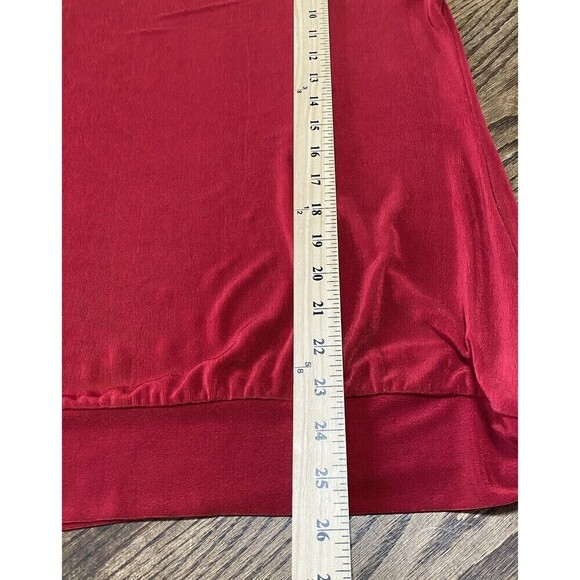 Chicos Travelers Top Womens Size 2 US Large 12 Tunic Red Wrinkle Free Side Tie - Picture 7 of 9